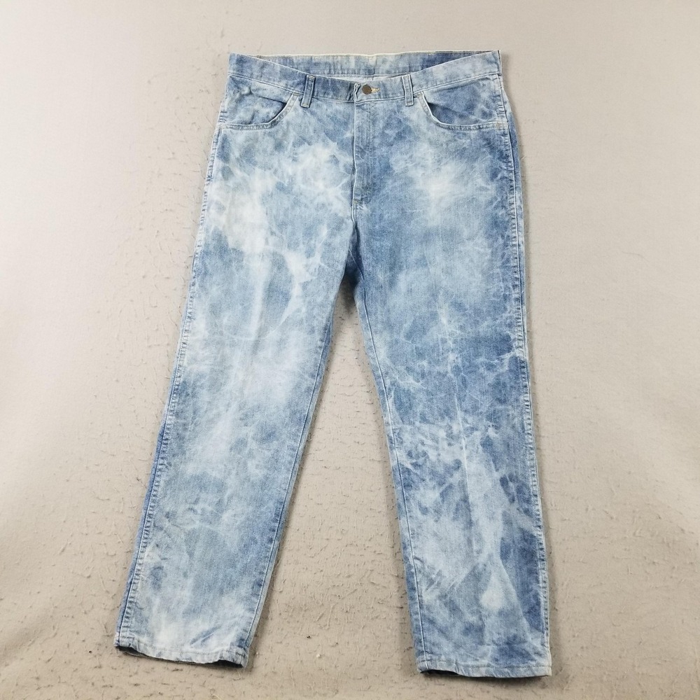 Wrangler 85900DW Regular Jeans Mens 38x29 Blue Acid Wash Straight Denim Pants